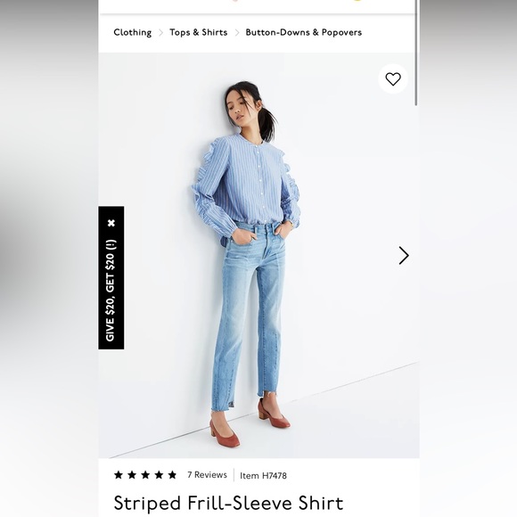 Madewell Striped Frill-Sleeve Shirt - Picture 5 of 6
